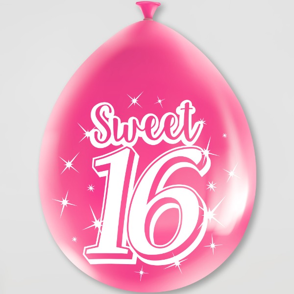Party ballonnen Sweet 16 (8 stuks)